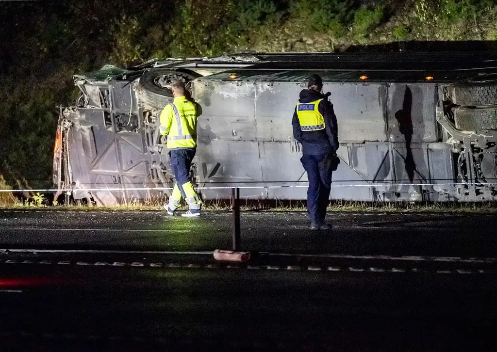 Bussen vid olyckan utanför Växjö.