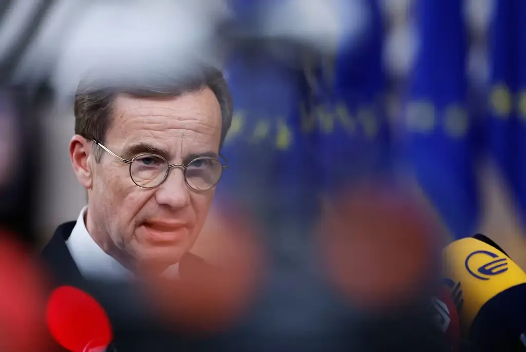 Ulf Kristersson (M) fotograferad innan EU-toppmötet i Bryssel på torsdagen.