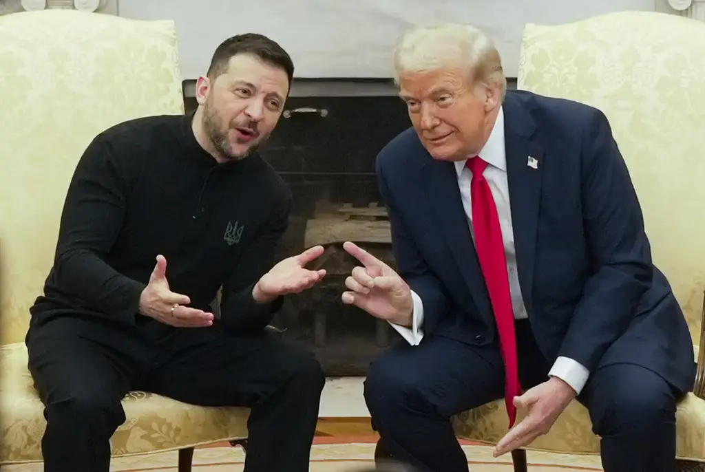Bild från Trump och Zelenskyjs bråk i Vita huset i februari 2025.