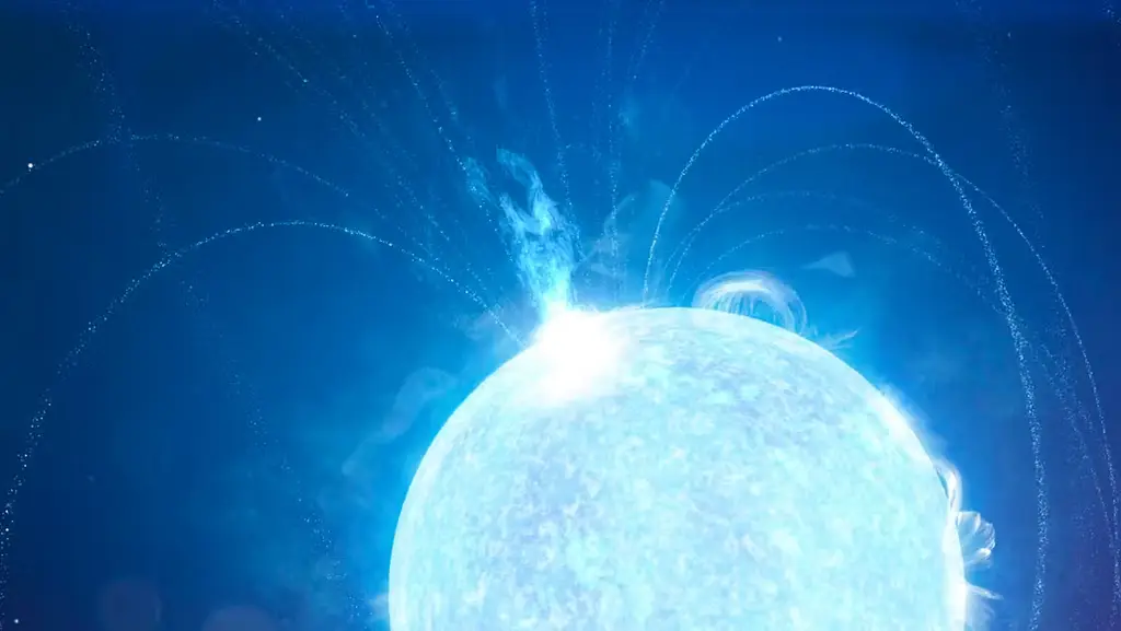 En animerad bild av en magnetarstjärna som tagits fram av den amerikanska rymdmyndigheten NASA. Stjärnor av den här typen kan ligga bakom de mystiska radiovågor som kallas fast radio burst.