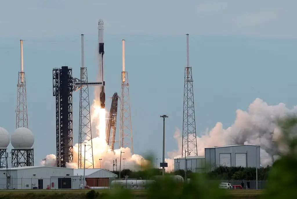 Space X Falcon 9-raket. Arkivbild.