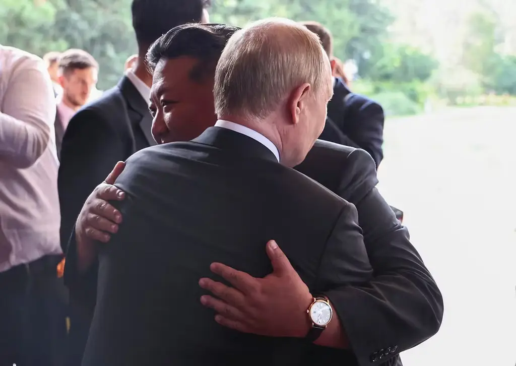 Kim och Putin när de träffades i Kina förra året.