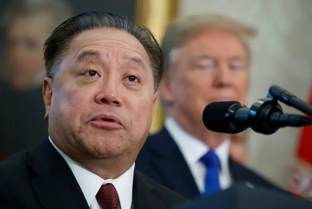 Hock Tan vid ett möte med president Donald Trump i Vita huset. Arkivbild.