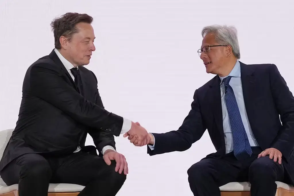 Space X-grundaren Elon Musk och Nvidia-grundaren Jensen Huang.