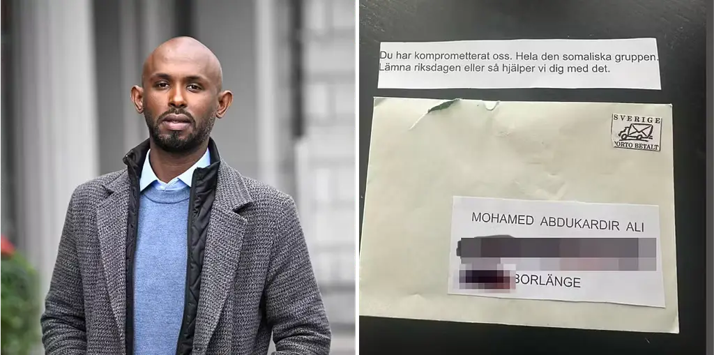 Mohamed Ali samt det brev han har lagt upp på sitt Facebookonto.