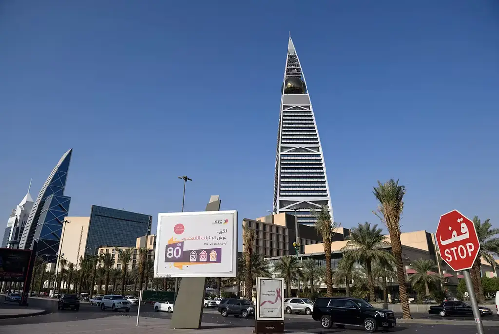 Gatuvy från Riyadh i Saudiarabien, arkivbild.