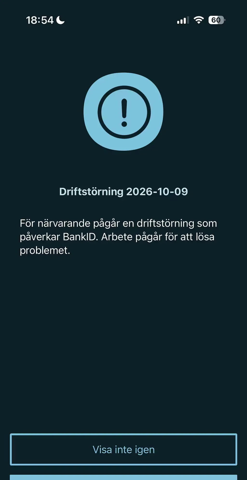Meddelandet i appen. 