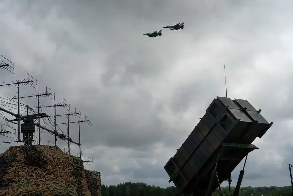 Ett Patriot-luftvärnssystem i Ukraina. Bilden togs 2024.
