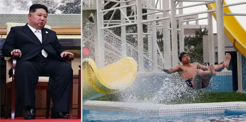 Kim Jong-un/Bild från ett vattenland i Wonsan.
