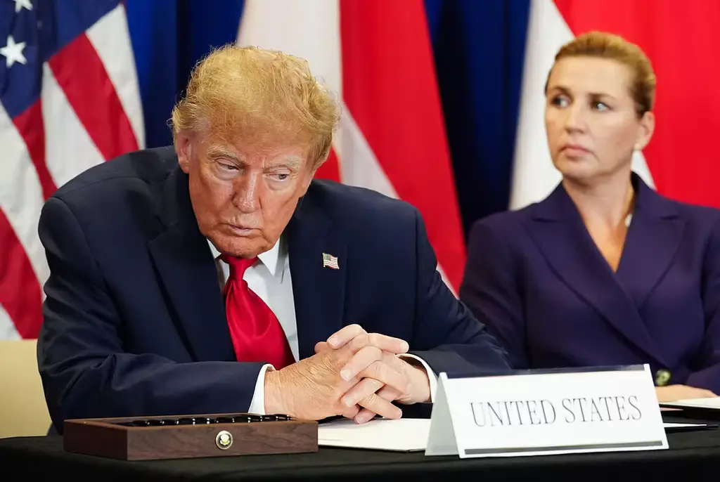 Arkivbild på Donald Trump och Danmarks statsminister Mette Frederiksen den 22 september.