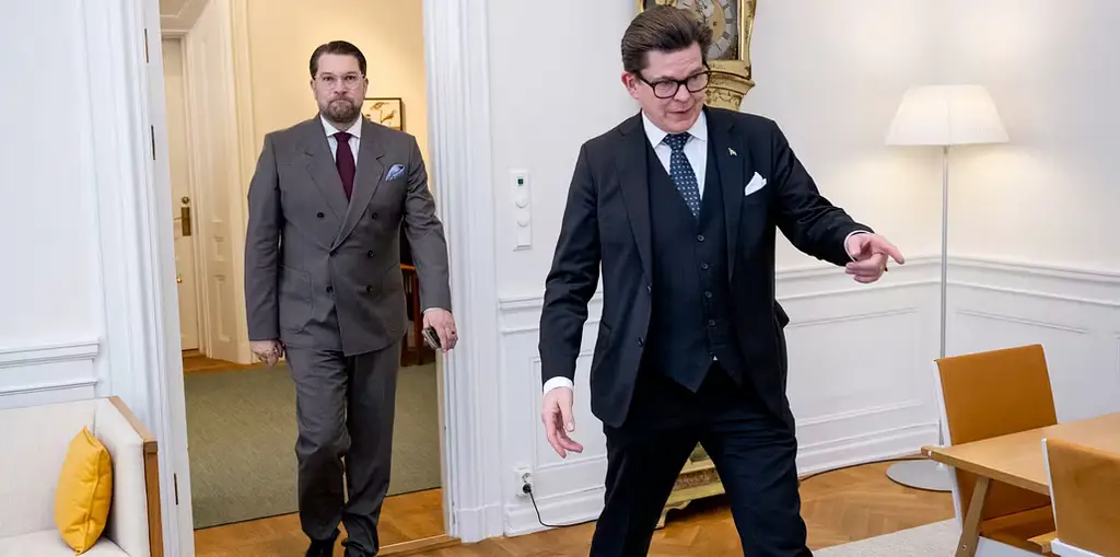 
Riksdagens talman Andreas Norlén och Sverigedemokraternas partiledare Jimmie Åkesson.