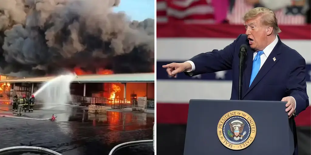 Brand i ryskt bränslelager/Trump.
