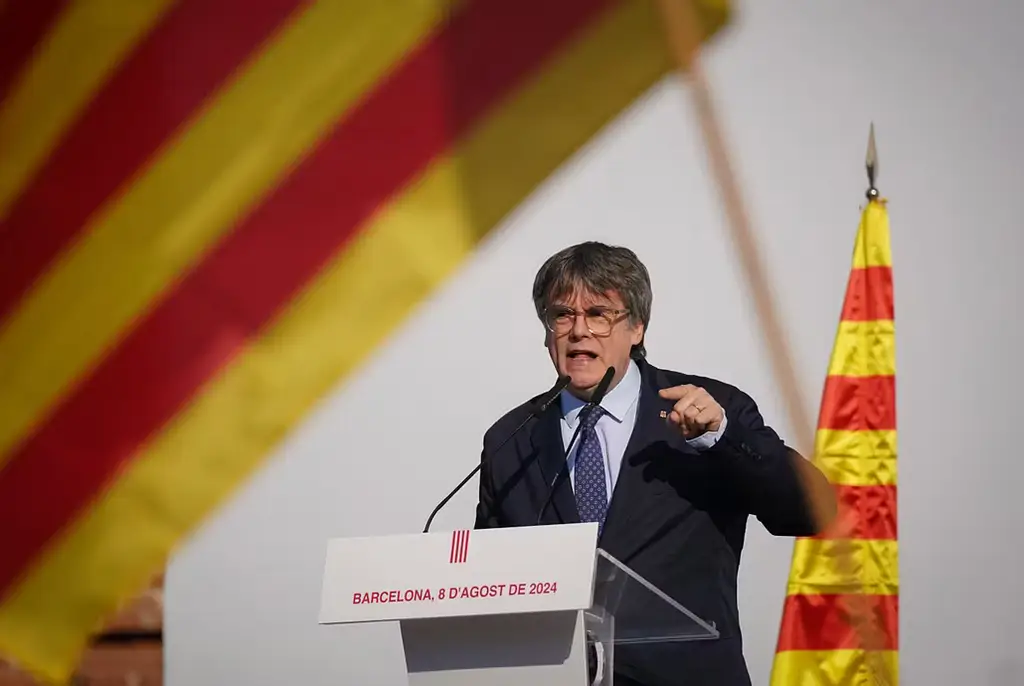 Carles Puigdemont drev på för katalansk självständighet 2017. Sedan dess har stödet minskat och hans parti Junts tappat mark.