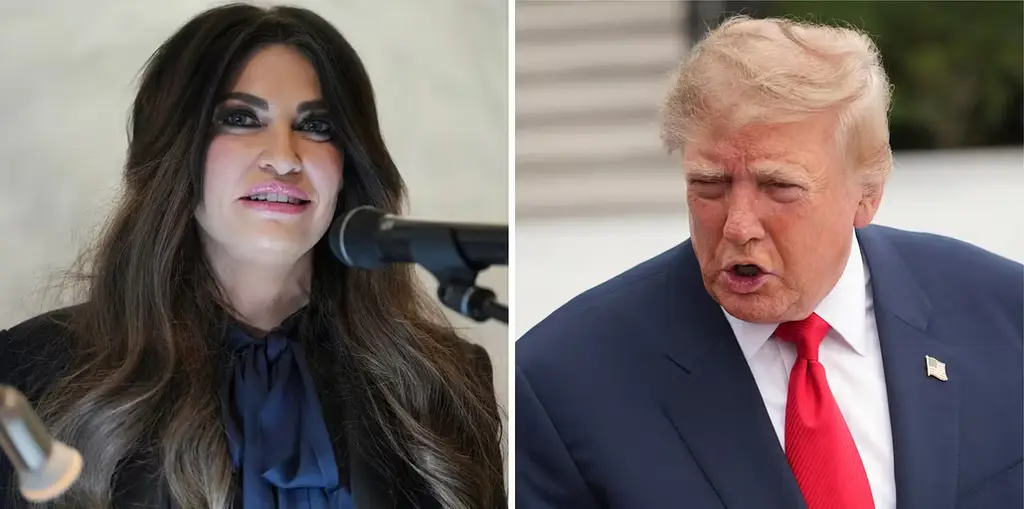Till vänster: USA:s Greklandsambassadör Kimberly Guilfoyle. Till höger: Donald Trump fotograferad vid Vita huset i lördags.